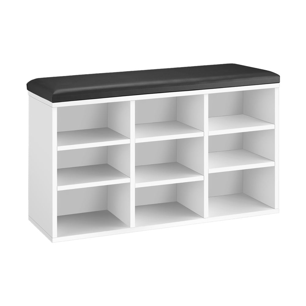 Shoe Bench with Padded Seat and Wooden Storage Shelf
