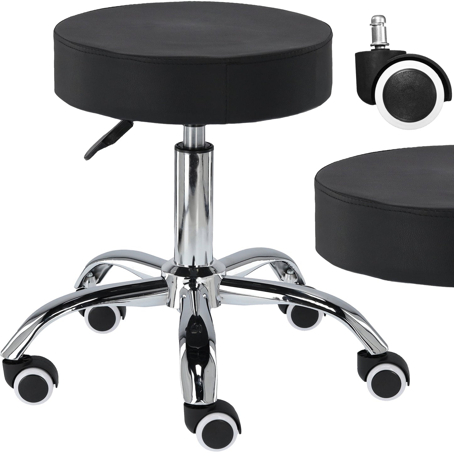 Salon Stool - Adjustable Swivel Round Chair - Pedicure Beauty Hairdressing-1