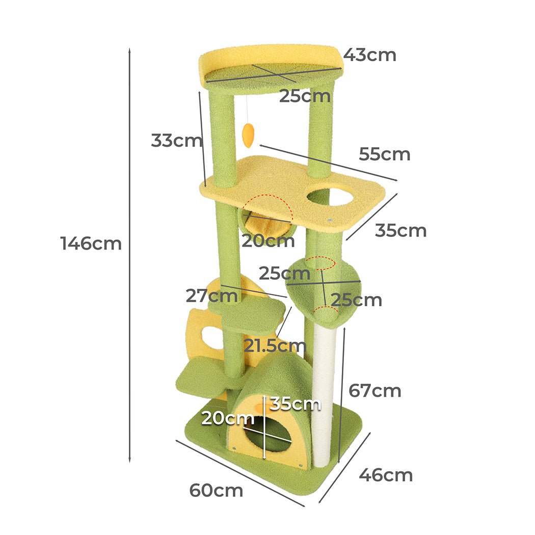 Avocado Cat Multi-Level Condo Scratching Post-2