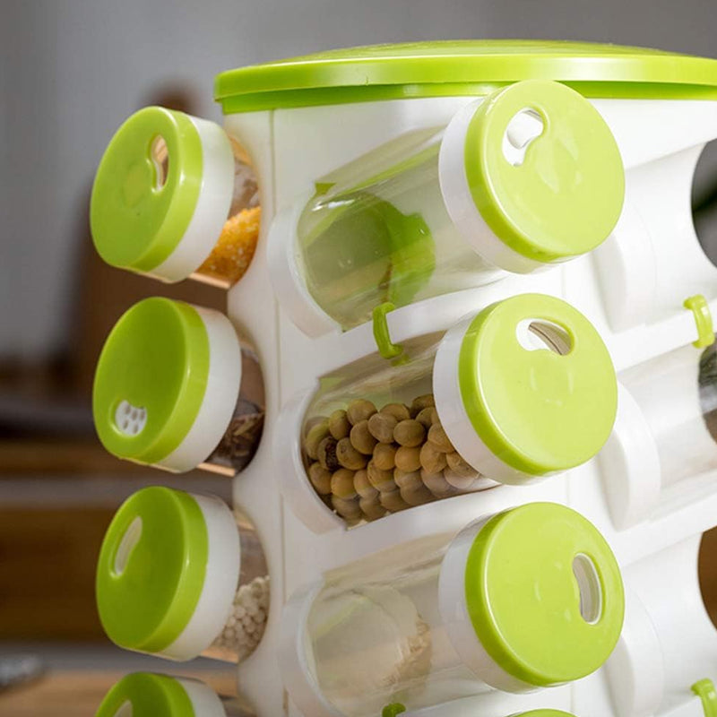 Revolving Spice Rack Tower Transparent Rotating Seasoning Storage Organizer