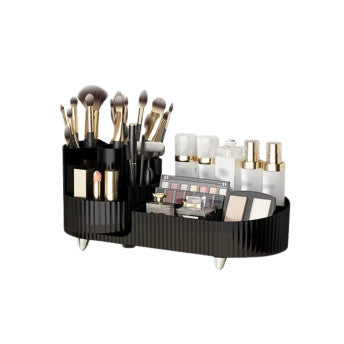 360 Rotating Makeup Organizer for Vanity with Brush Holder