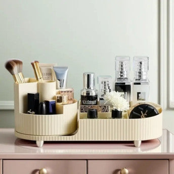 360 Rotating Makeup Organizer for Vanity with Brush Holder