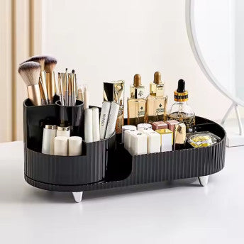 360 Rotating Makeup Organizer for Vanity with Brush Holder