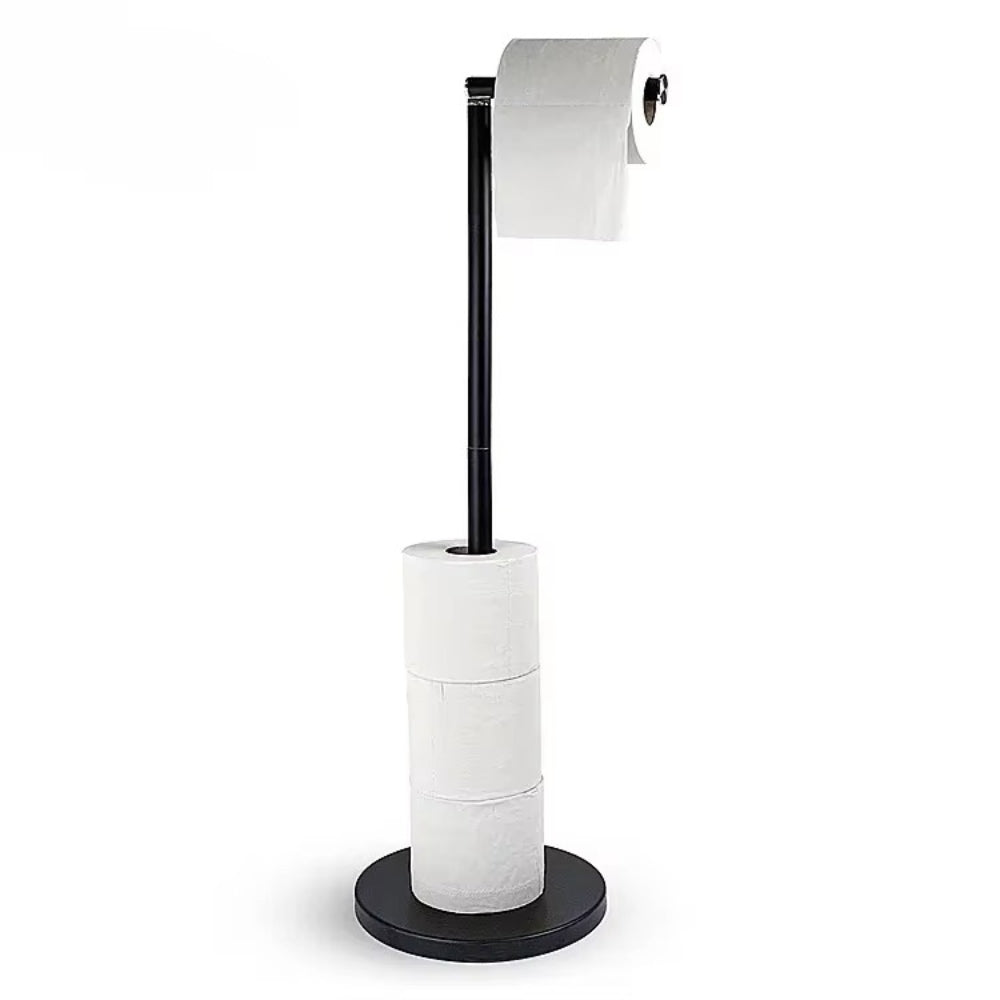 Stainless Steel Floor Mounted Toilet Paper Holder with Single Pole