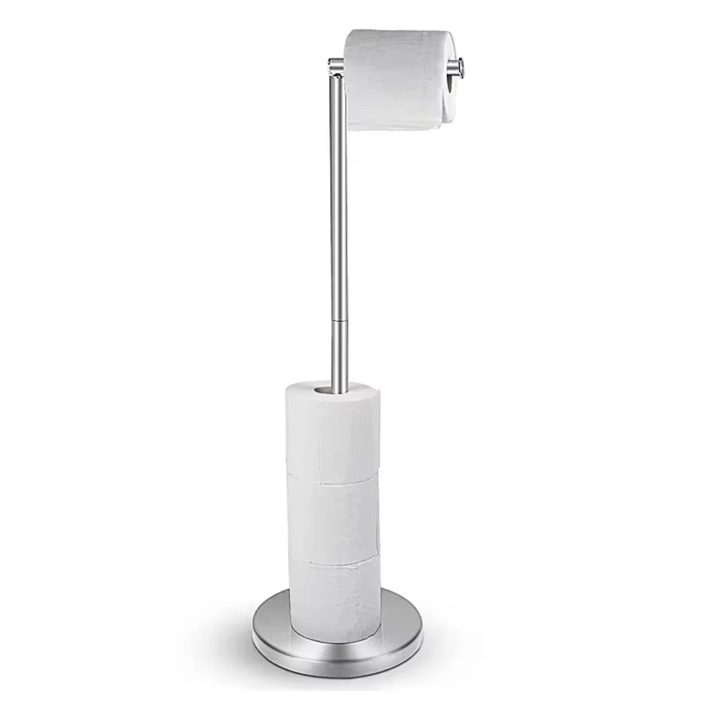 Stainless Steel Floor Mounted Toilet Paper Holder with Single Pole