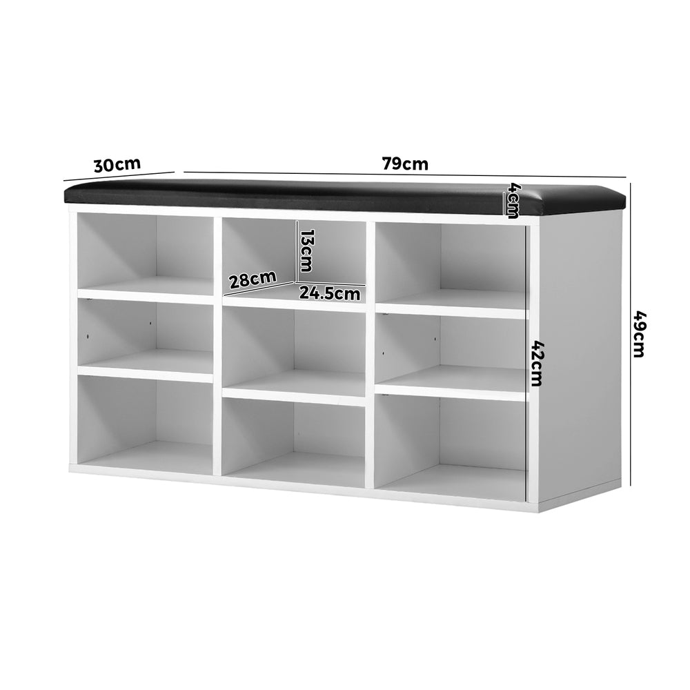 Shoe Bench with Padded Seat and Wooden Storage Shelf