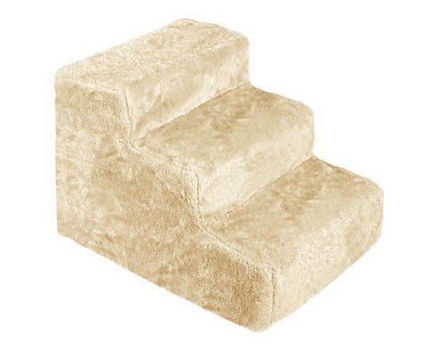 3 Step Dog Ladder Ramp Stairs w/ Washable Cover - Beige-0