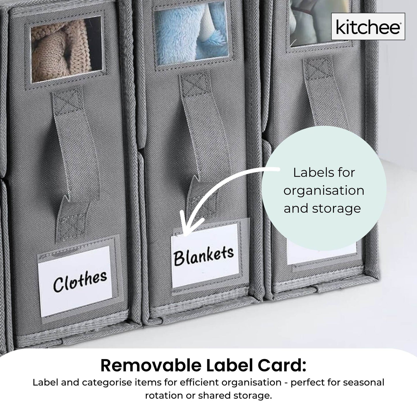 4x Kitchee Foldable Bed Sheet Storage Box – Linen & Closet Organiser Grey-4