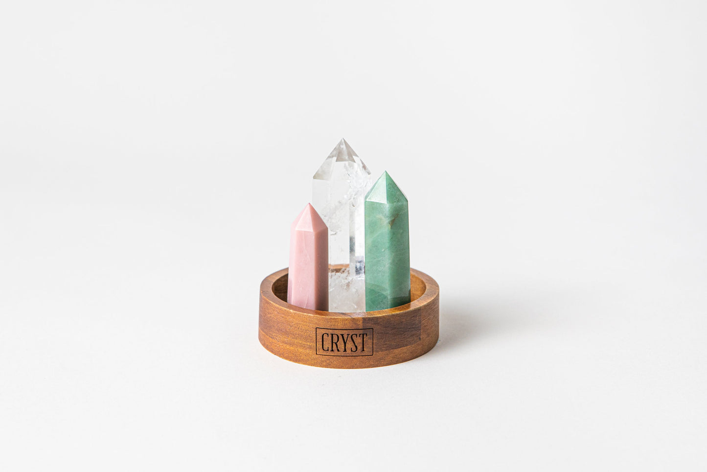 Calming + Healing Crystal Trio - Green Aventurine, Rose Quartz + Clear Quartz-3