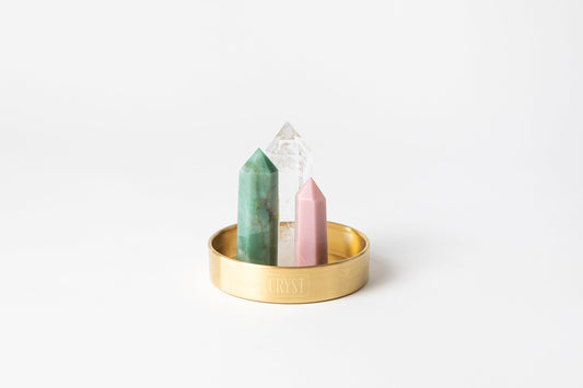Calming + Healing Crystal Trio - Green Aventurine, Rose Quartz + Clear Quartz-0