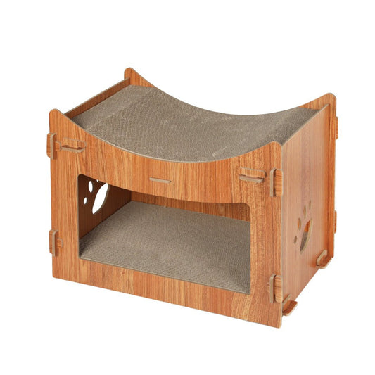 Cat Scratching Board Corrugated Cardboard Condo House - Large-0