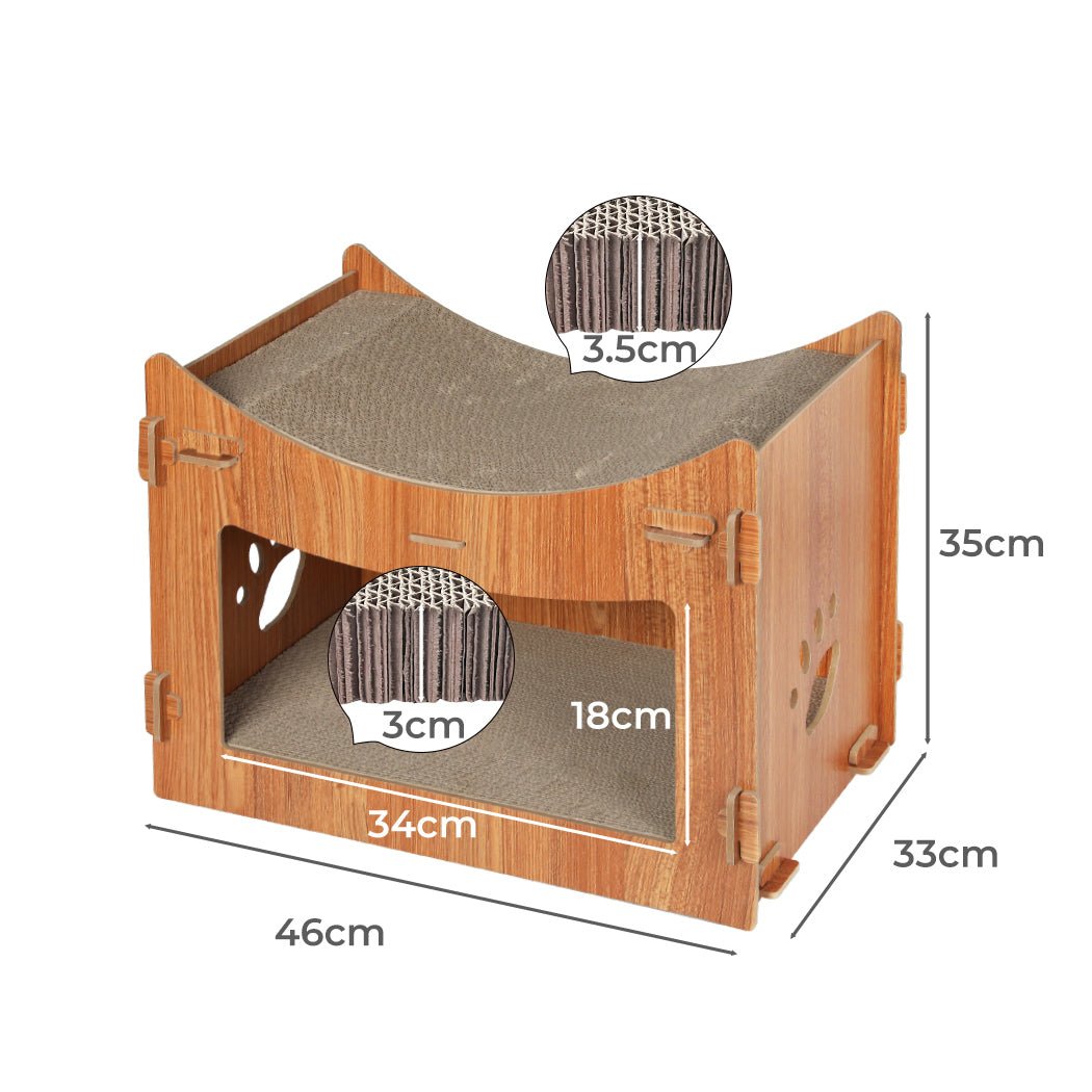 Cat Scratching Board Corrugated Cardboard Condo House - Large-2