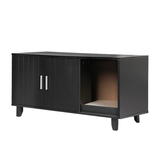 Enclosed Hooded Cat Bed Box Furniture in Black-0