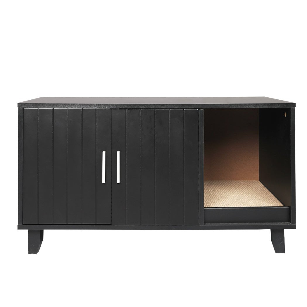 Enclosed Hooded Cat Bed Box Furniture in Black-1
