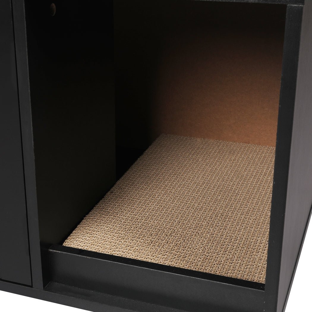 Enclosed Hooded Cat Bed Box Furniture in Black-4