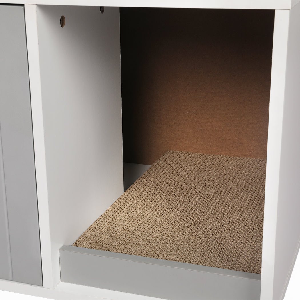Enclosed Hooded Cat Bed Box Furniture in Grey-4