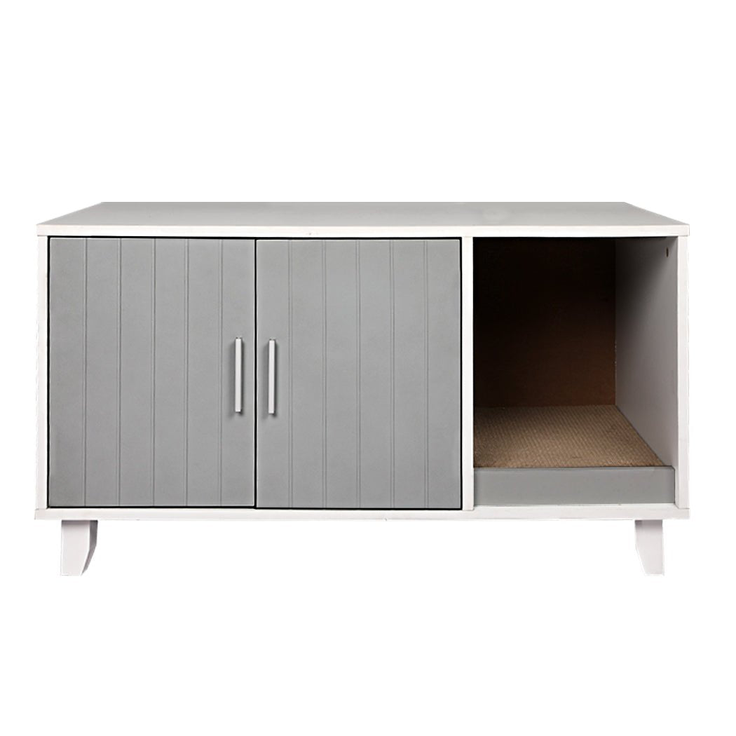Enclosed Hooded Cat Bed Box Furniture in Grey-1