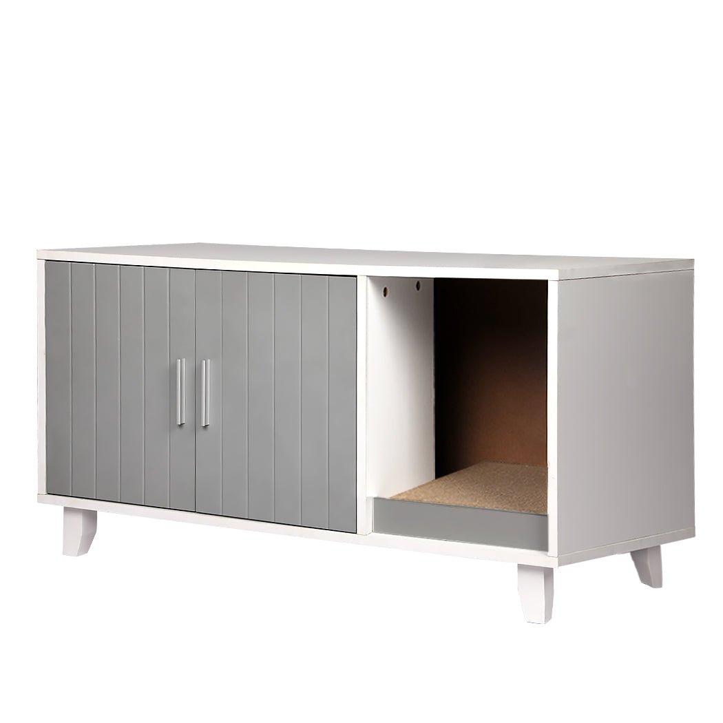 Enclosed Hooded Cat Bed Box Furniture in Grey-0