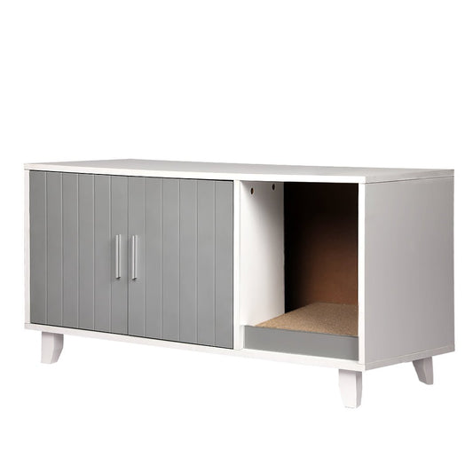 Enclosed Hooded Cat Bed Box Furniture in Grey-0