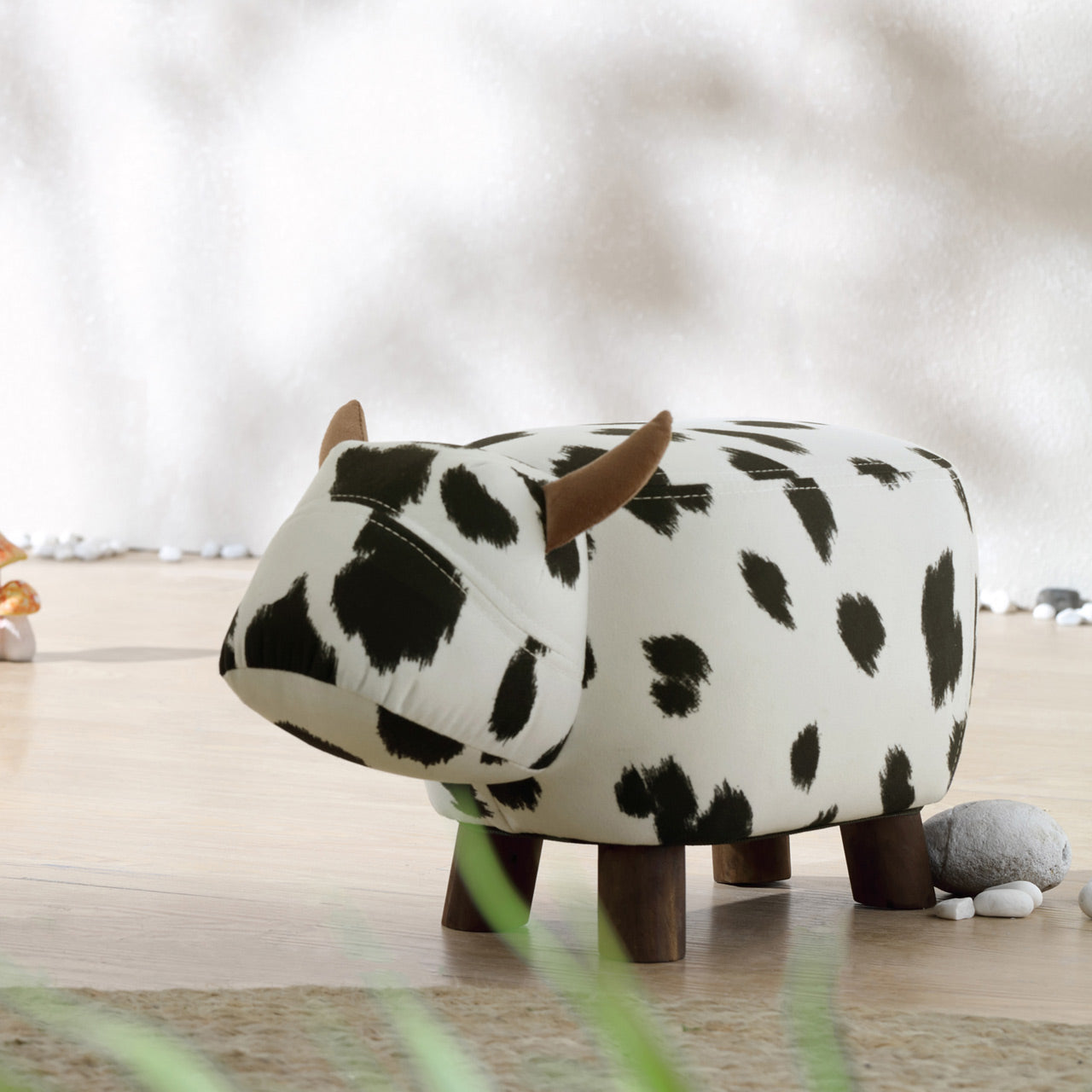Friendly Cow Kids Black and White Stool-0