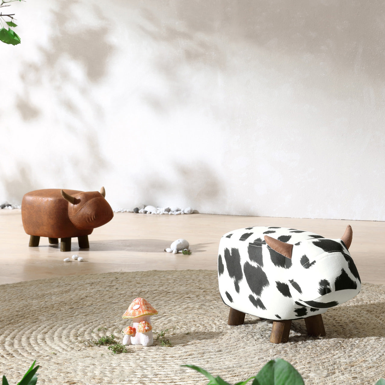 Friendly Cow Kids Black and White Stool-3