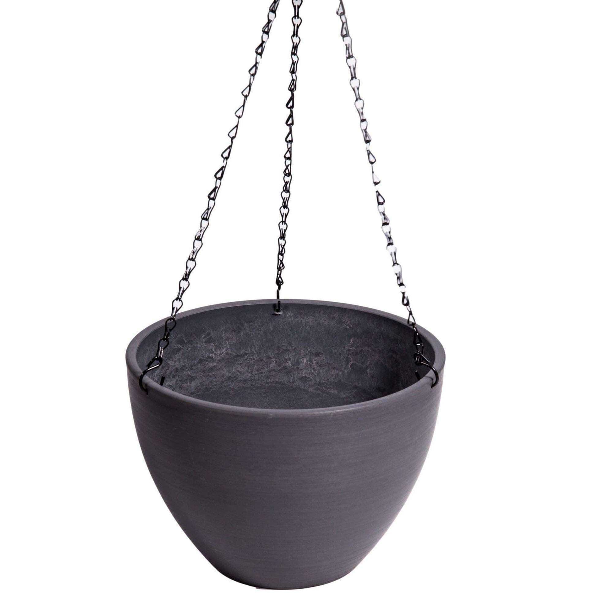 Hanging Grey Plastic Pot with Chain 30cm-0