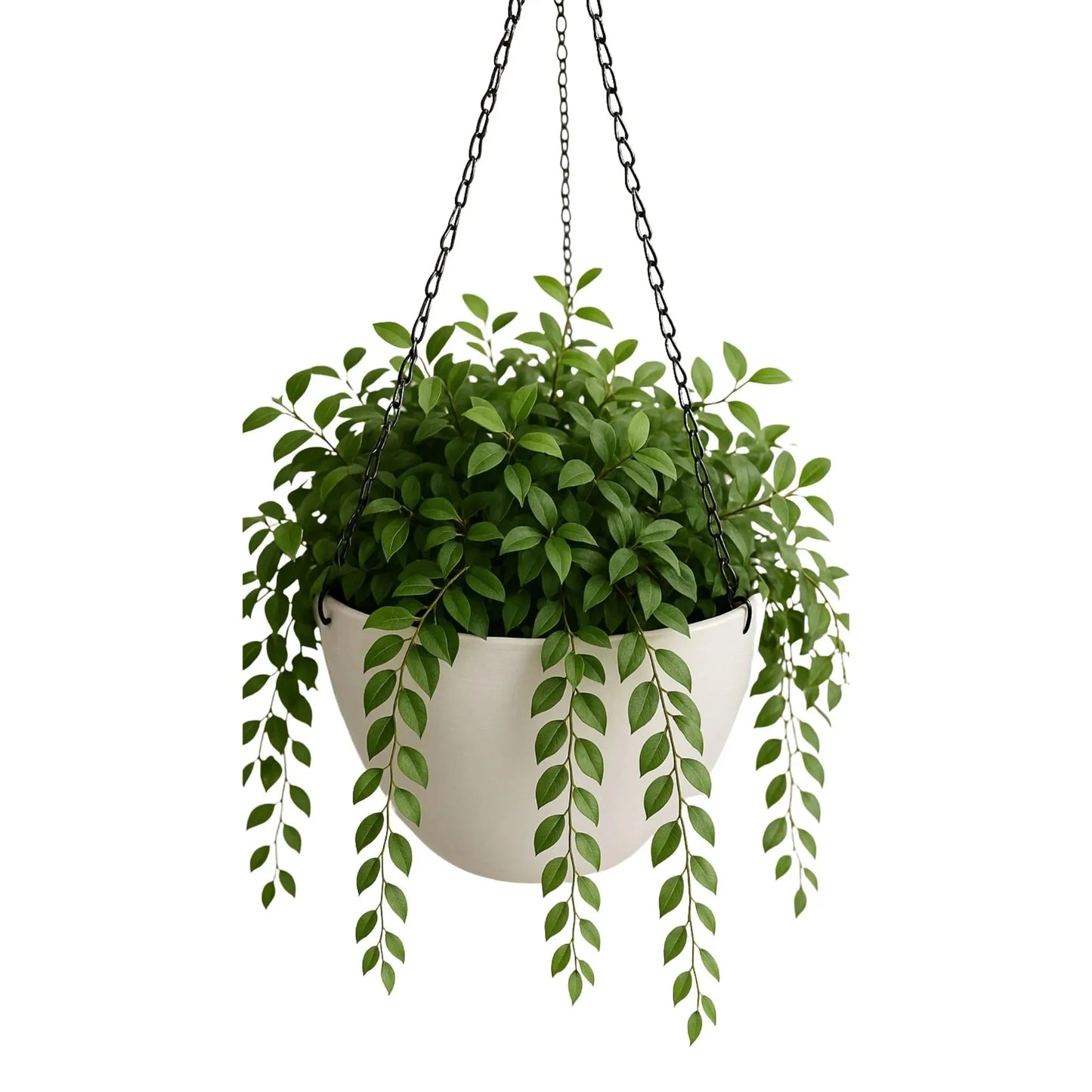 Hanging Rustic White Plastic Pot with Chain 30cm-1
