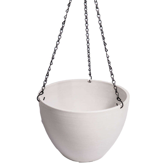 Hanging Rustic White Plastic Pot with Chain 30cm-0