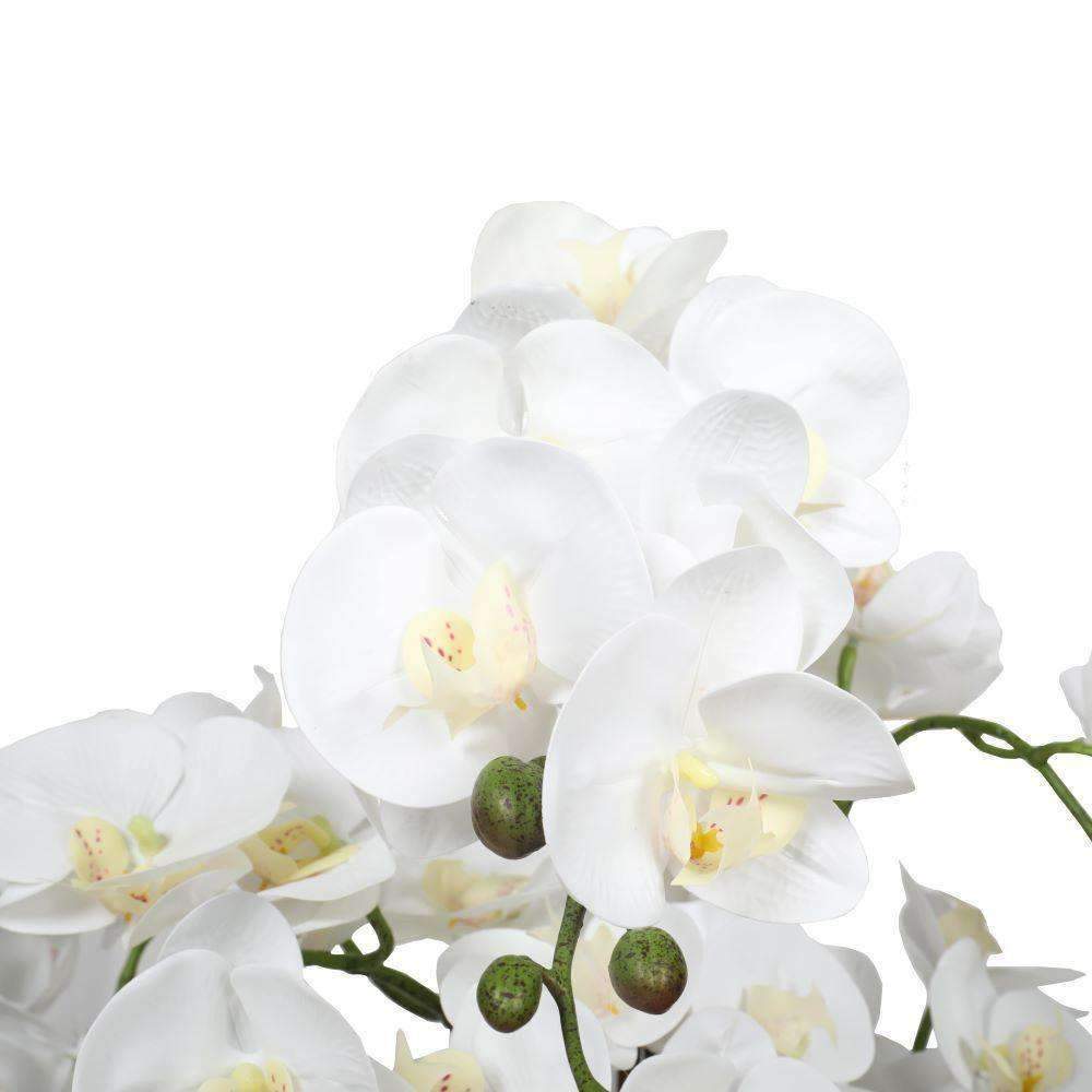 Large Multi-Stem White Potted Faux Orchid 65cm-1