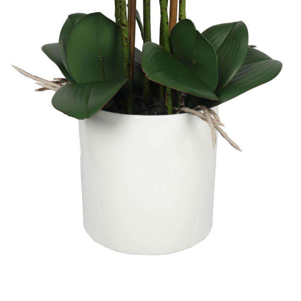Large Multi-Stem White Potted Faux Orchid 65cm-2
