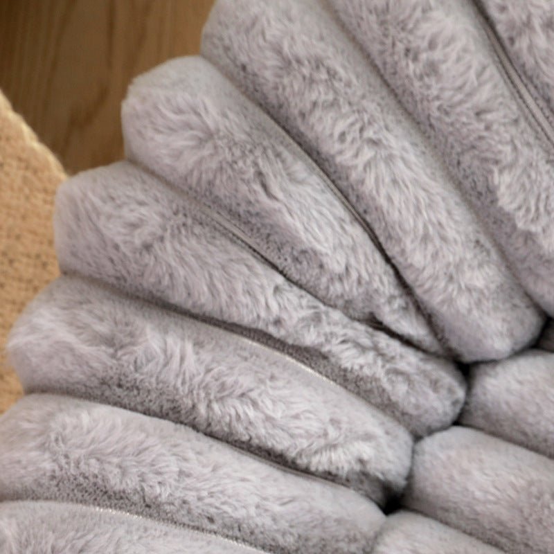 Plush Ribbed Round Pet Bed - Lilac-3