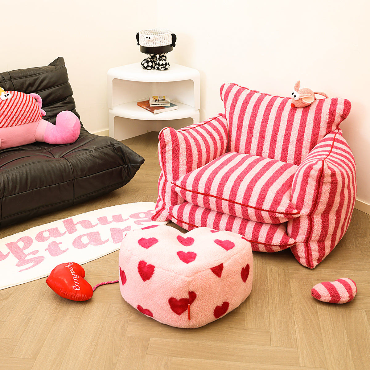 Polka Heart Pink Love Stool-2