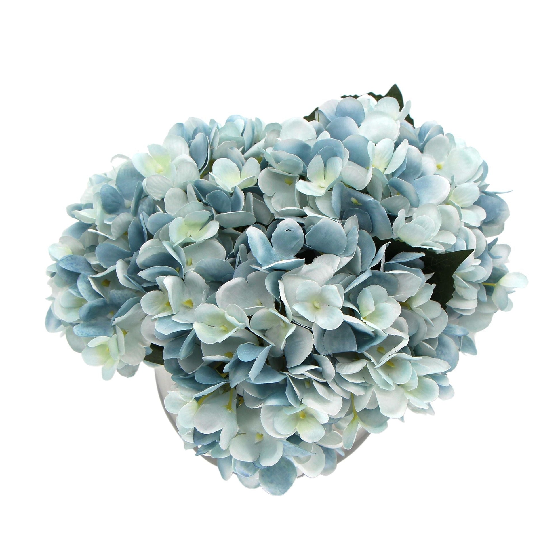 Premium Faux Hydrangea With Glass Vase (Artificial Flowering Blue Hydrangea) 23cm-1