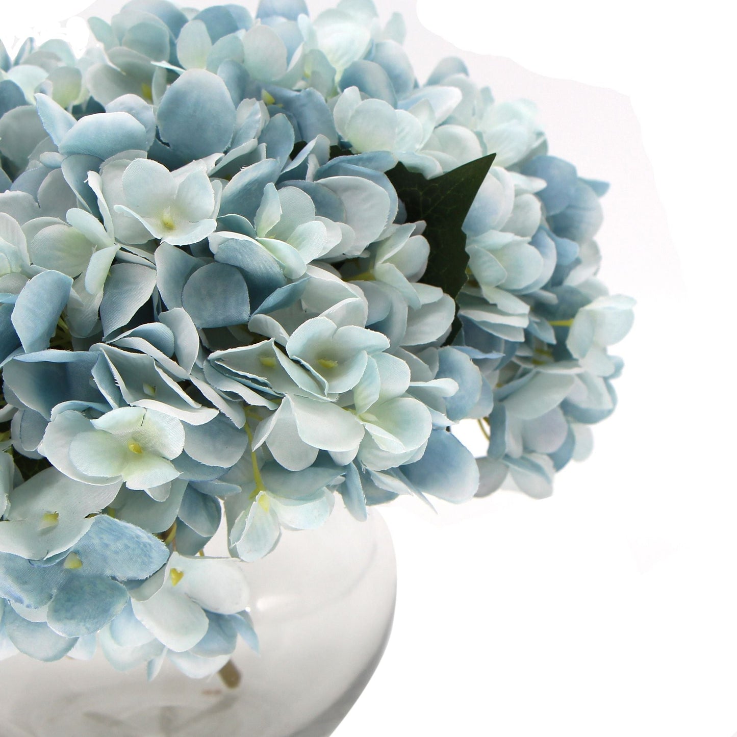 Premium Faux Hydrangea With Glass Vase (Artificial Flowering Blue Hydrangea) 23cm-3