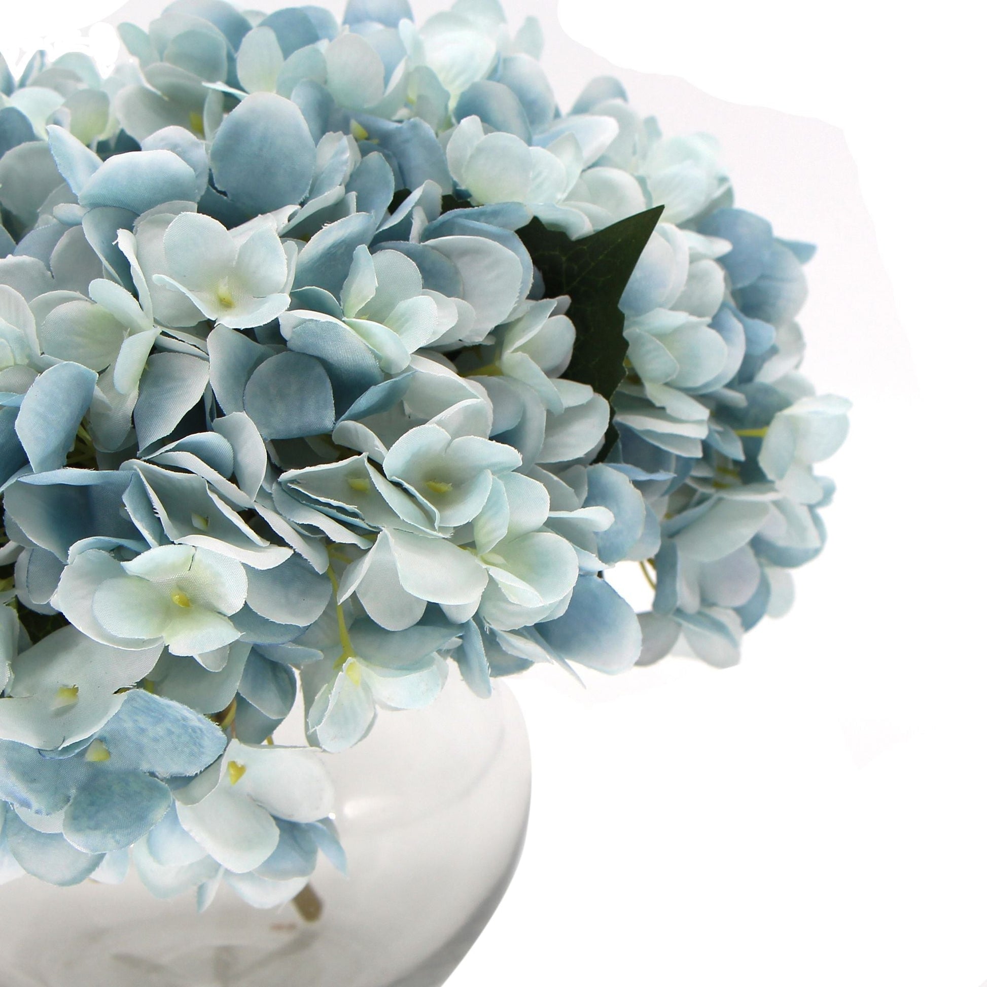 Premium Faux Hydrangea With Glass Vase (Artificial Flowering Blue Hydrangea) 23cm-3