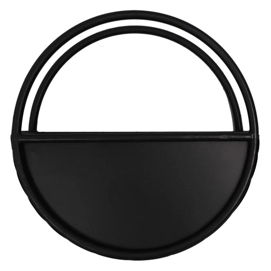 Premium Floating Half Moon / Semi Circle Metal Wall Planter | Onyx Black 35cm-0