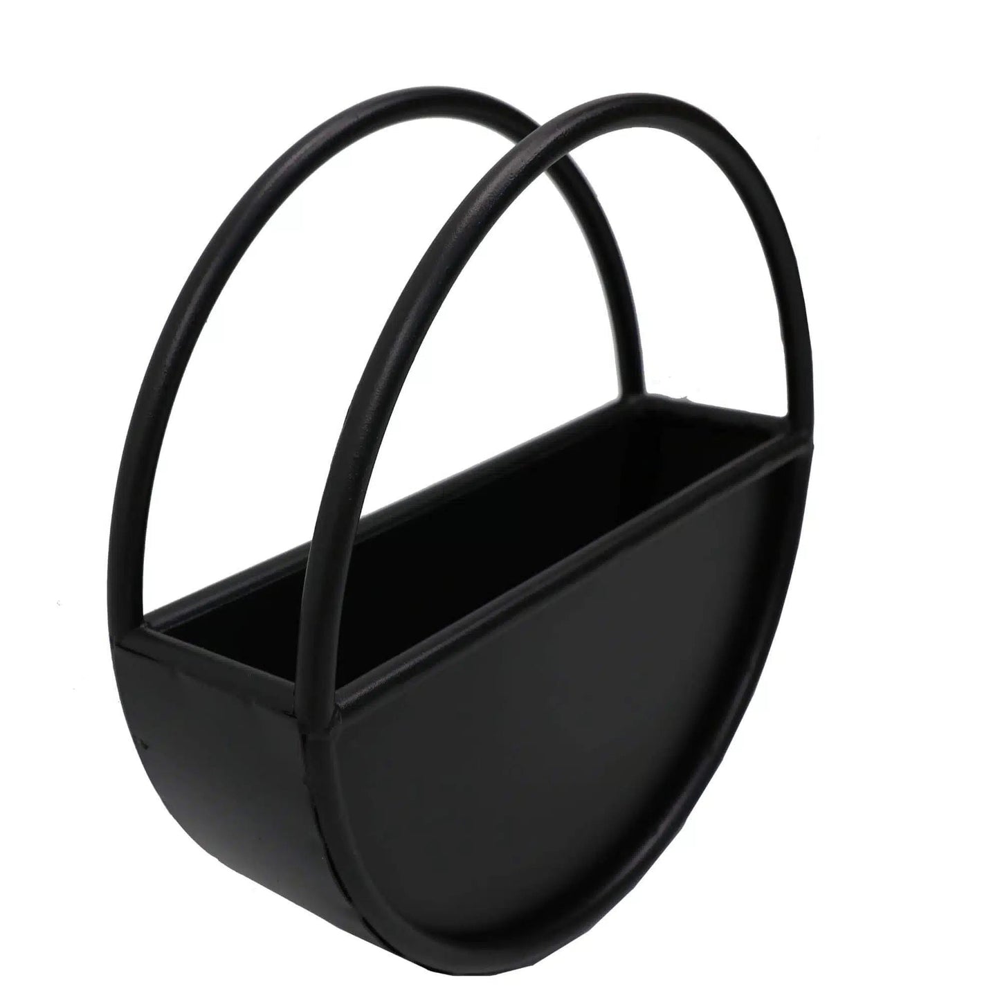 Premium Floating Half Moon / Semi Circle Metal Wall Planter | Onyx Black 45cm-2