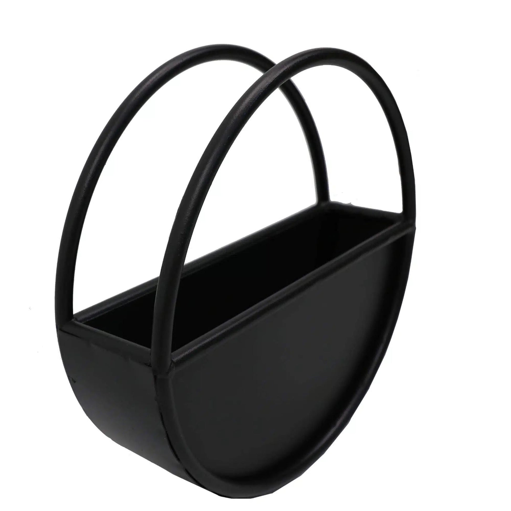 Premium Floating Half Moon / Semi Circle Metal Wall Planter | Onyx Black 45cm-2