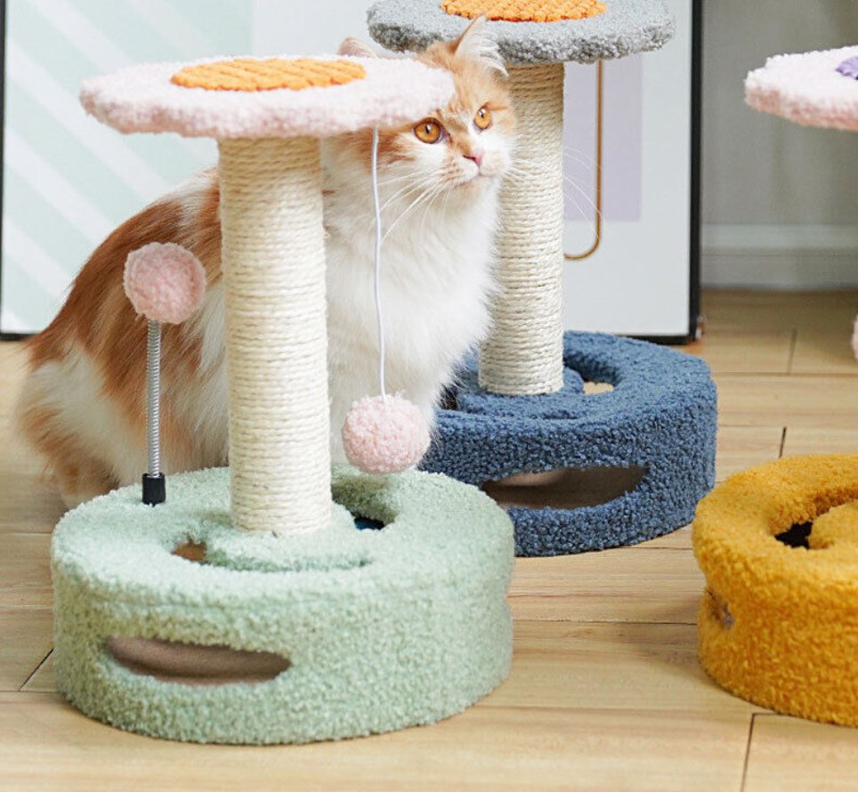 Sunflower Cat Scratcher with Play Toy (3 Colours)-3