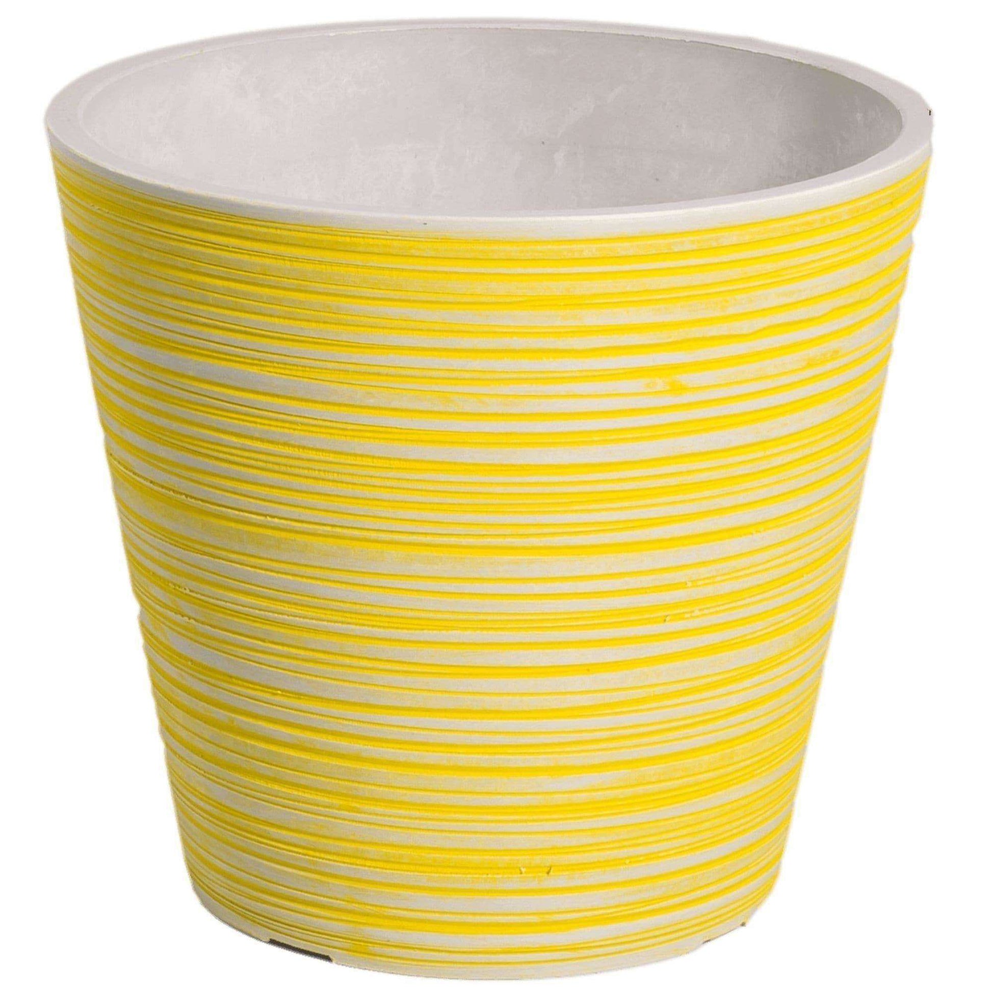 Yellow and White Engraved Pot 14cm-0